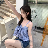 BXOXO Camis Women Sweet Bow Bandage V Neck Summer 2025 Fashion Sweet French Style Chic Crop Tank Tops Ladies Casual Y2k Top